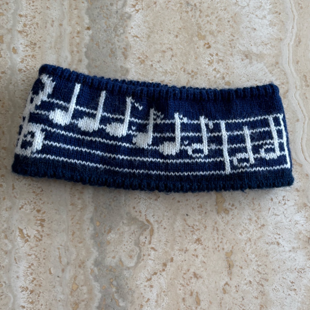 WINTER KNIT GIRLS MUSICAL NOTES HEADBAND